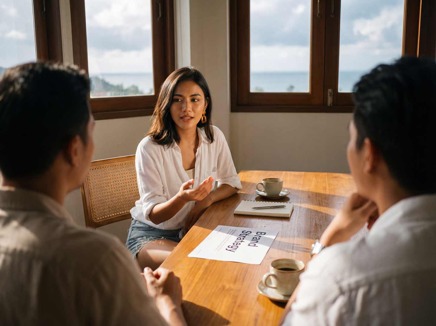 Brand strategy workshop with Phuket business owners discussing positioning