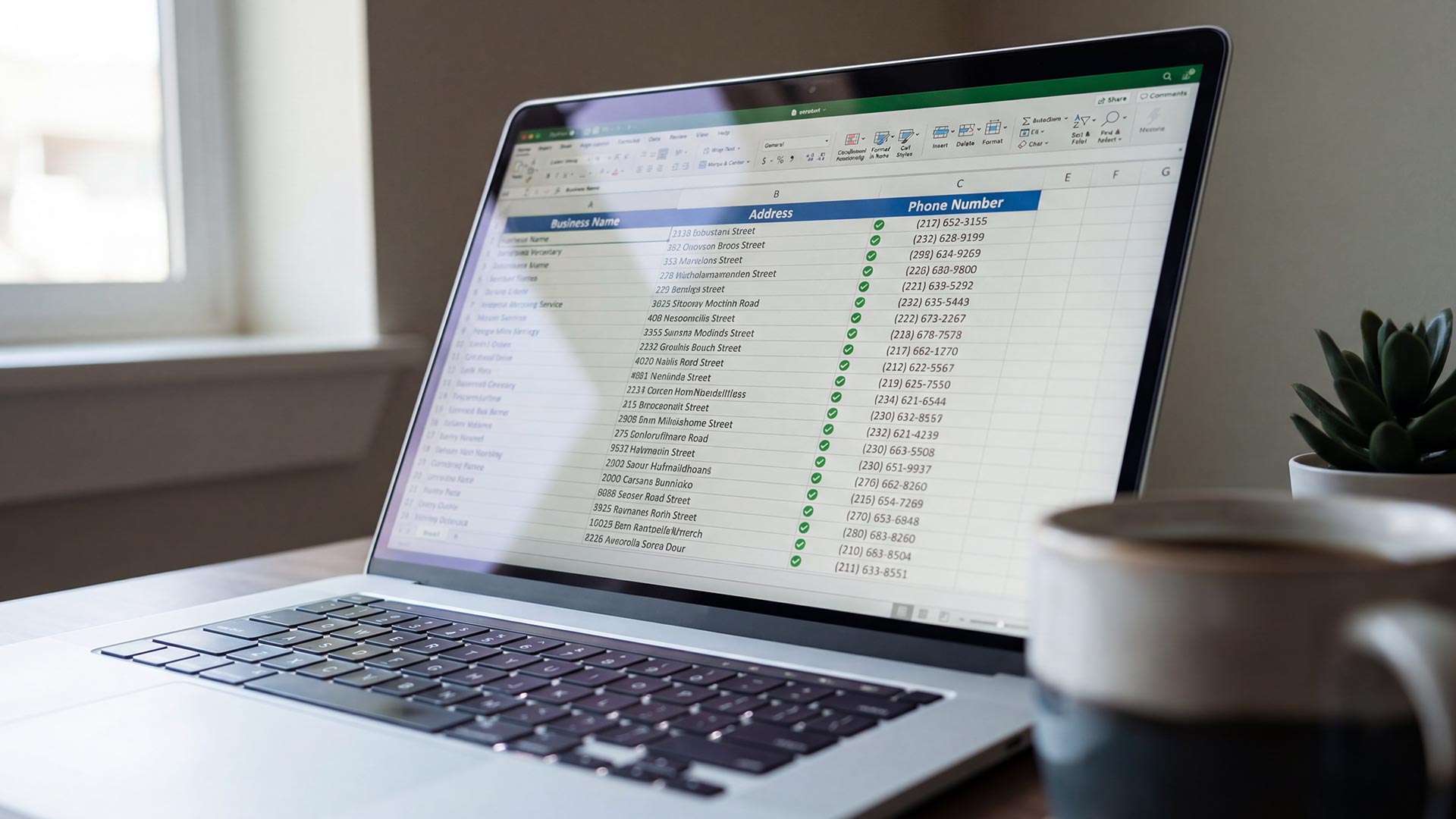 Citation management spreadsheet showing NAP consistency across directories