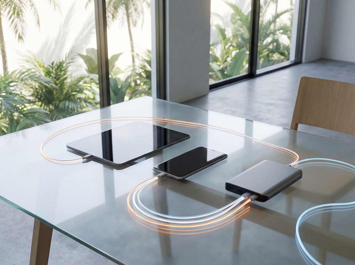 Connected devices showing AI system integration workflow