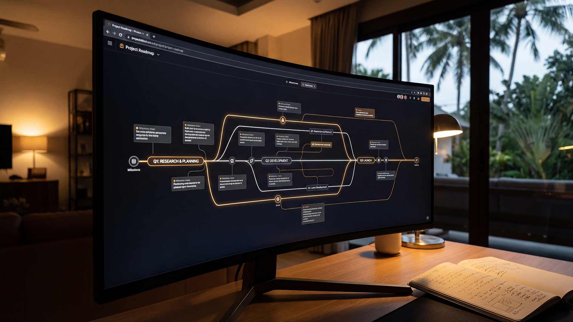Modern workspace showing AI workflow tools and automation systems in Thailand